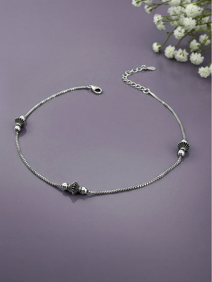 Oxidised Silver Starlace Charm Anklet