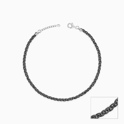 Oxidised Silver Braided Anklet