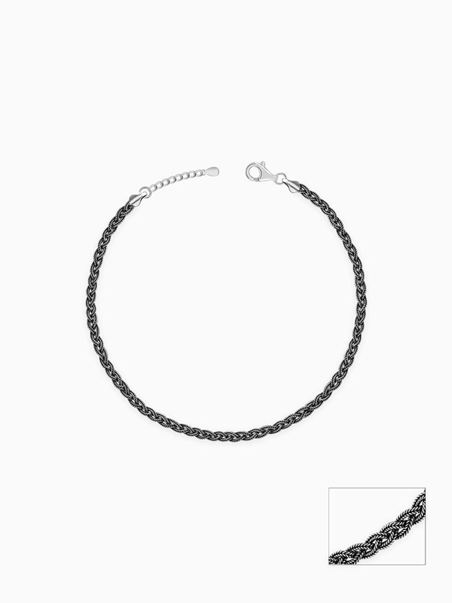 Oxidised Silver Braided Anklet