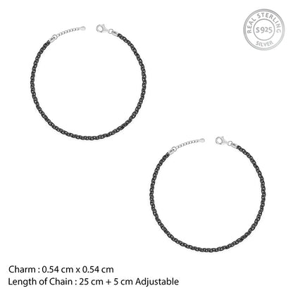 Oxidised Silver Braided Anklet