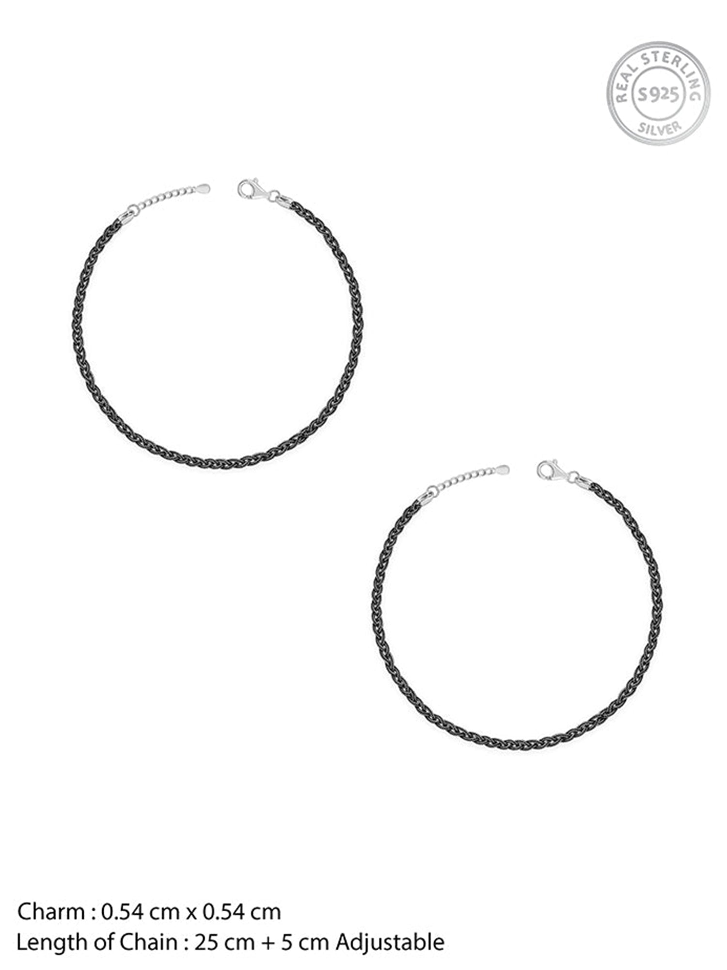 Oxidised Silver Braided Anklet