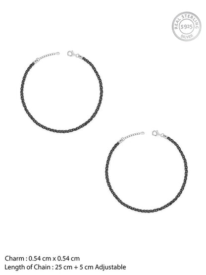 Oxidised Silver Braided Anklet