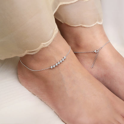 Silver Clustered Sparkle Anklet