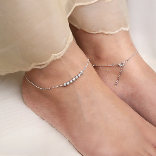 Silver Clustered Sparkle Anklet