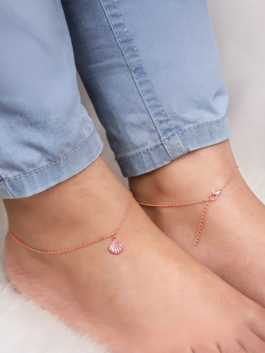 Rose Gold Seashell Whisper Anklet