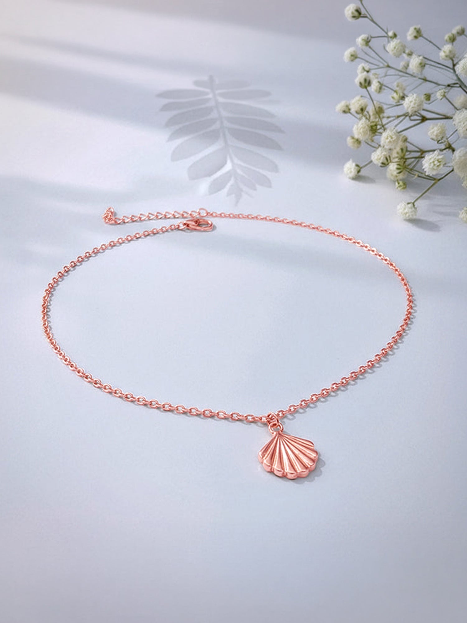 Rose Gold Seashell Whisper Anklet