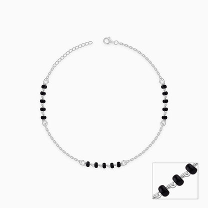 Silver Midnight Beads Anklet
