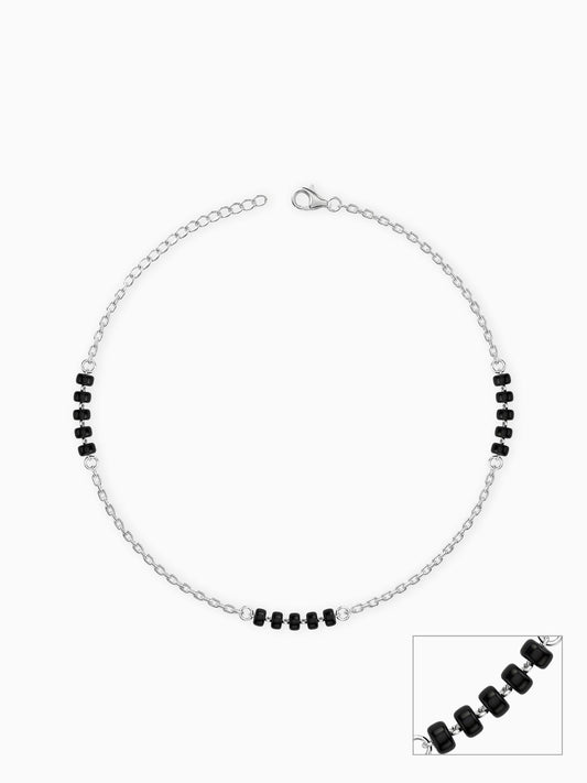 Silver Midnight Beads Anklet