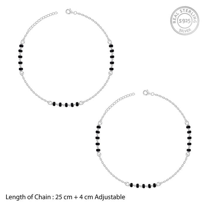 Silver Midnight Beads Anklet