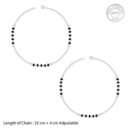 Silver Midnight Beads Anklet