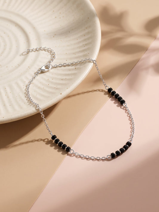 Silver Midnight Beads Anklet