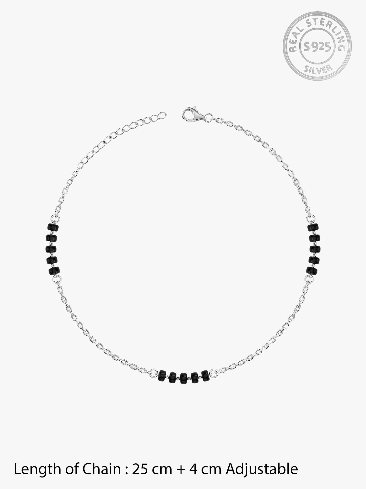 Silver Midnight Beads Anklet