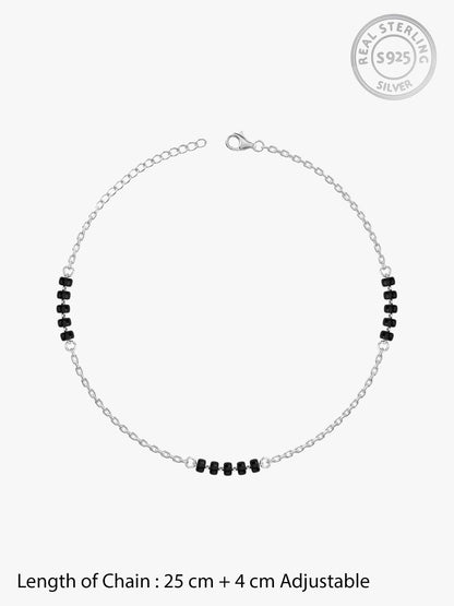 Silver Midnight Beads Anklet