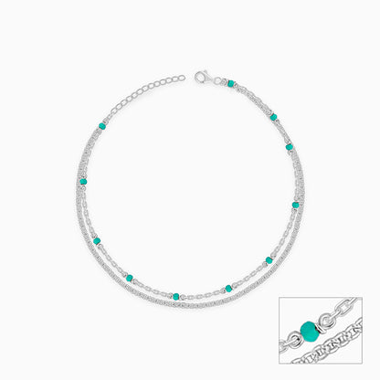 Silver Green Glimmer Anklet