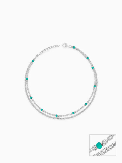 Silver Green Glimmer Anklet