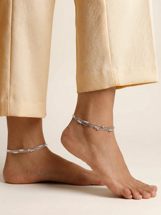 Silver Silence Layered Anklet