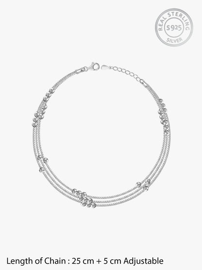 Silver Silence Layered Anklet
