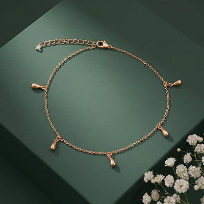 Rose Gold Rice Bead Anklet