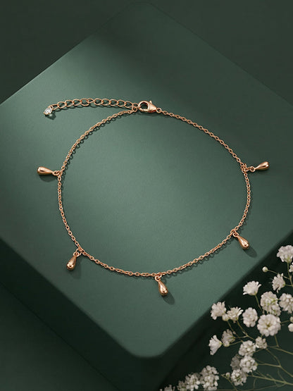 Rose Gold Rice Bead Anklet