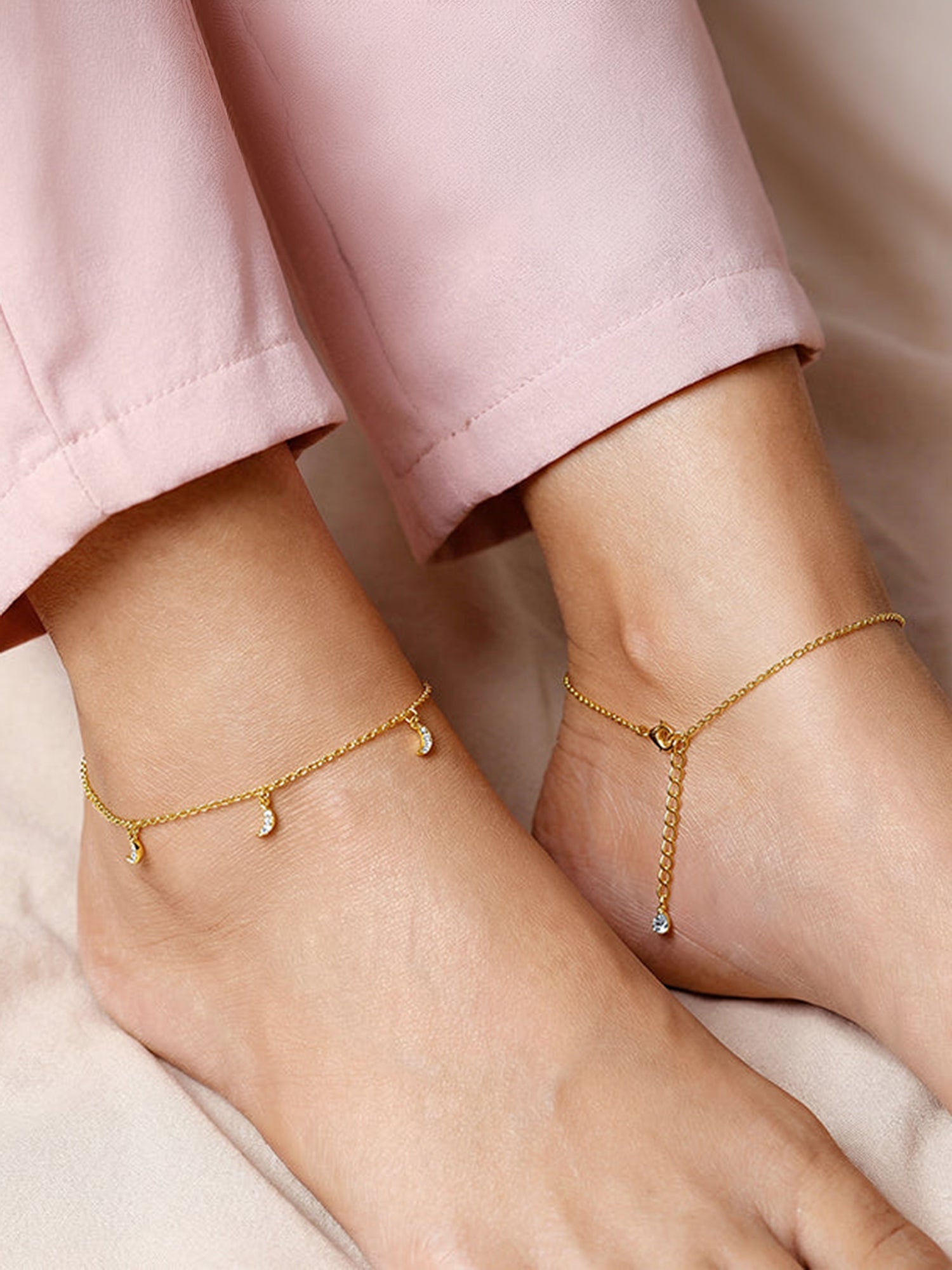 Golden Moon Charm Anklet