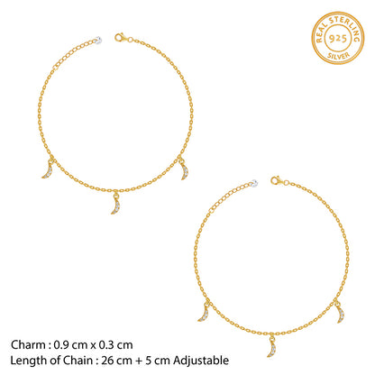 Golden Moon Charm Anklet