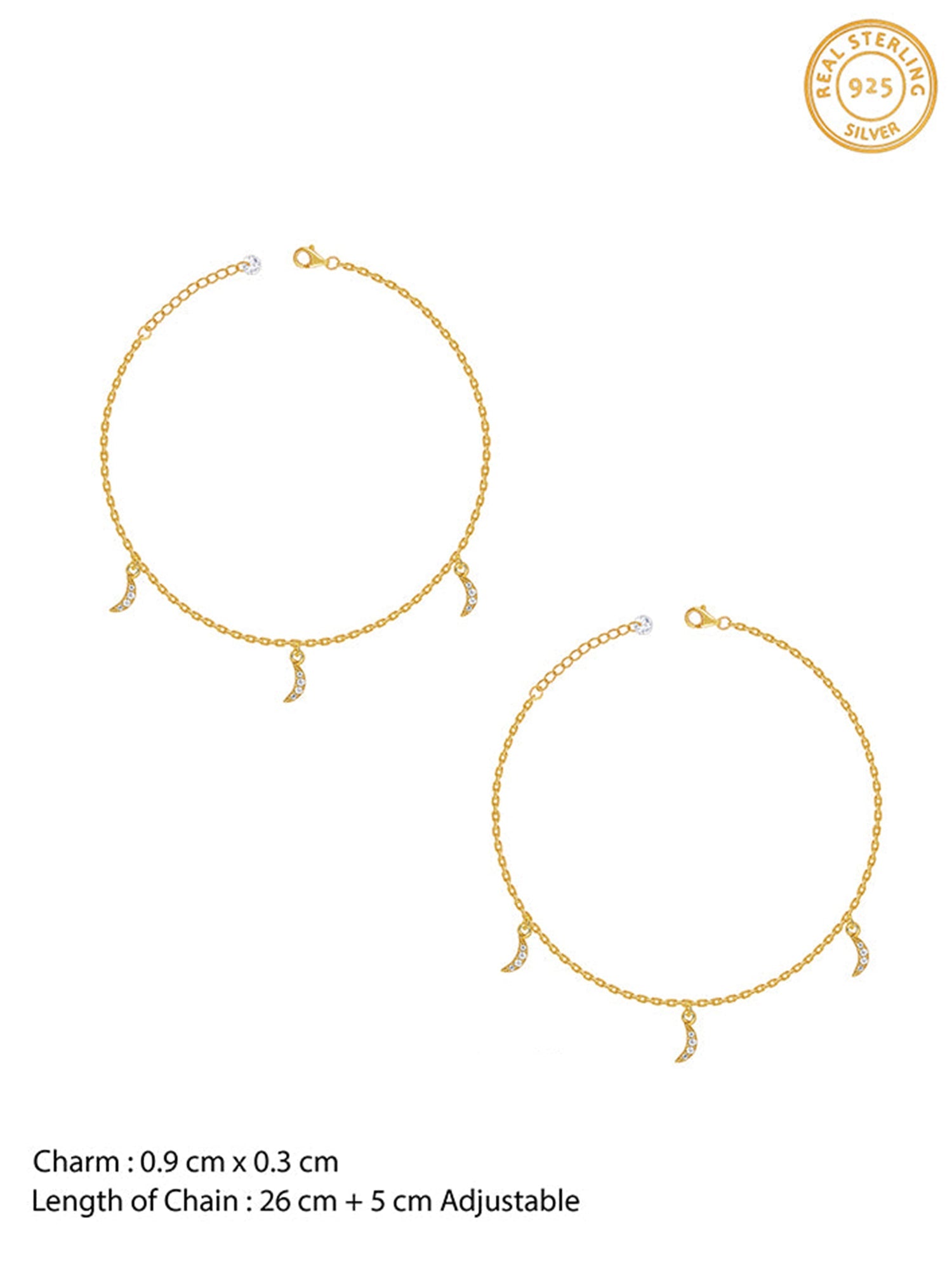 Golden Moon Charm Anklet