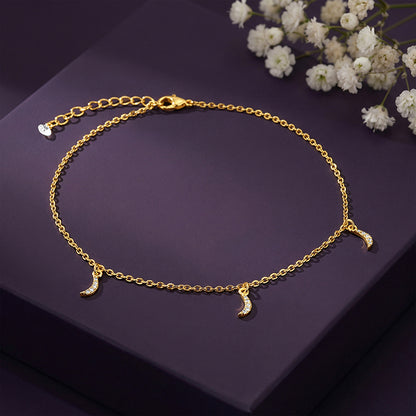 Golden Moon Charm Anklet
