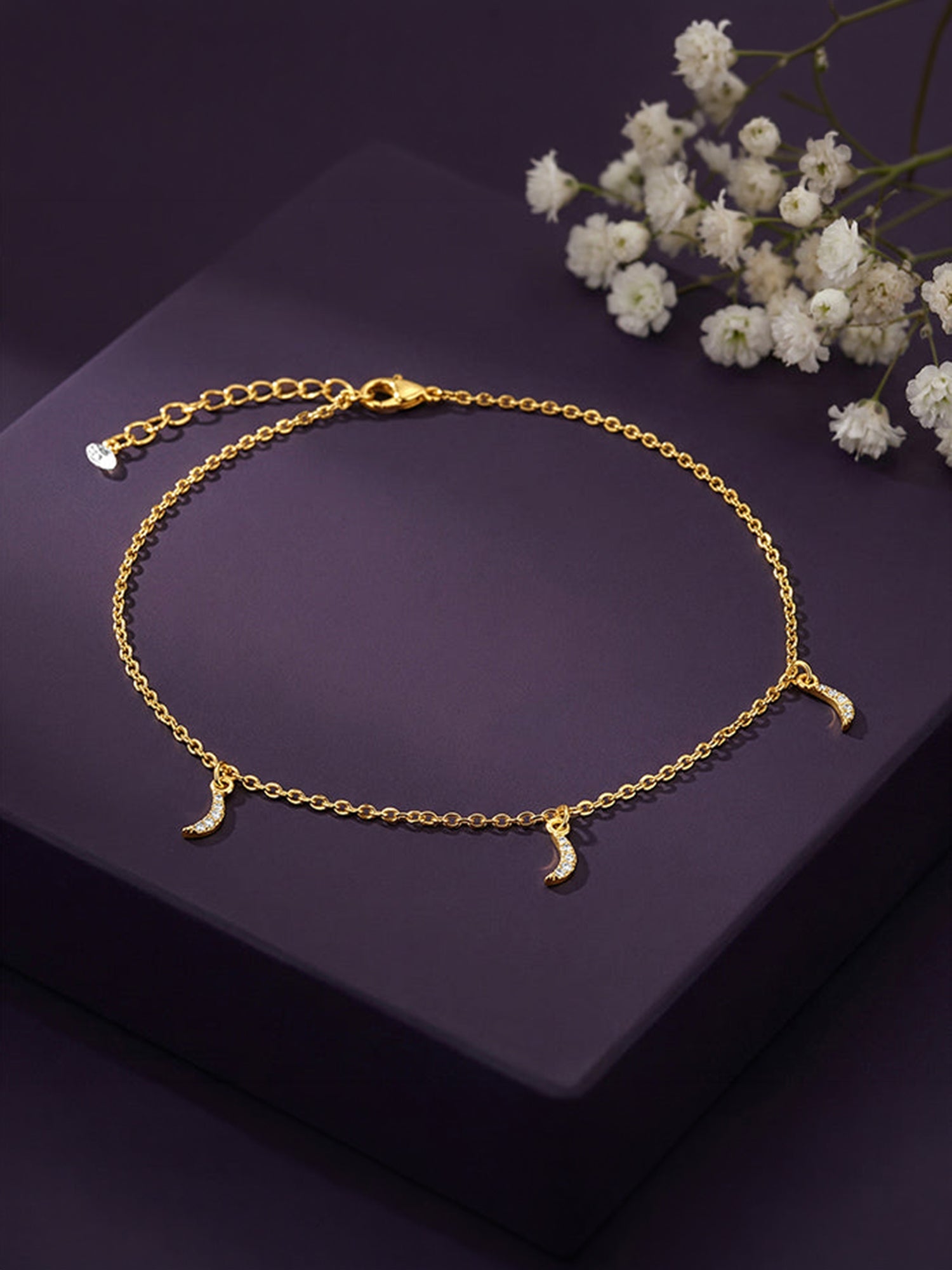 Golden Moon Charm Anklet