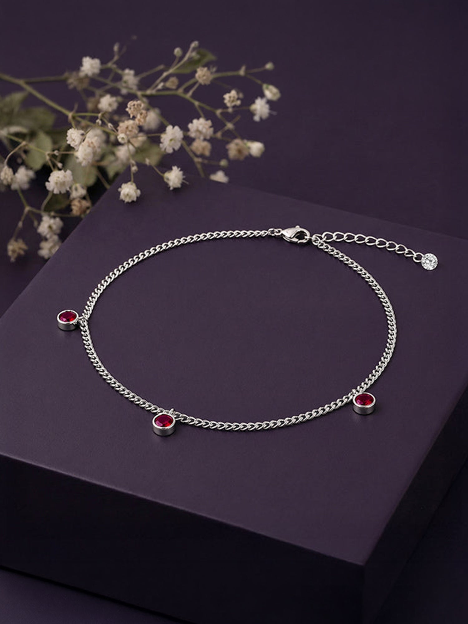 Silver Aura Charm Anklet