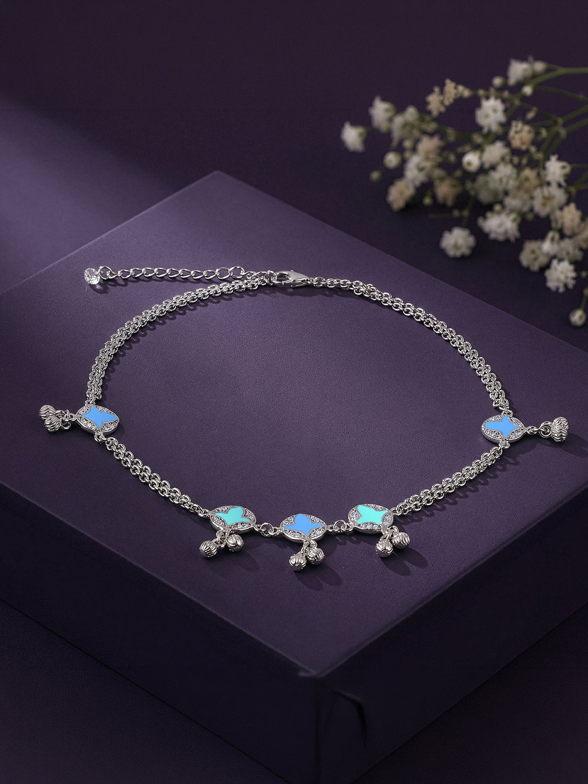 Silver Vibrant Beauty Anklet