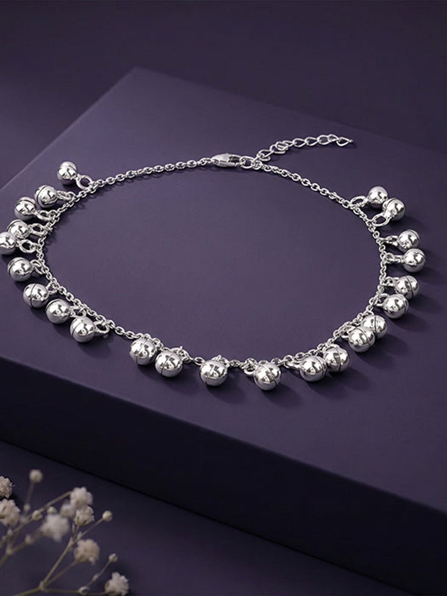 Silver Orb Dot Anklet