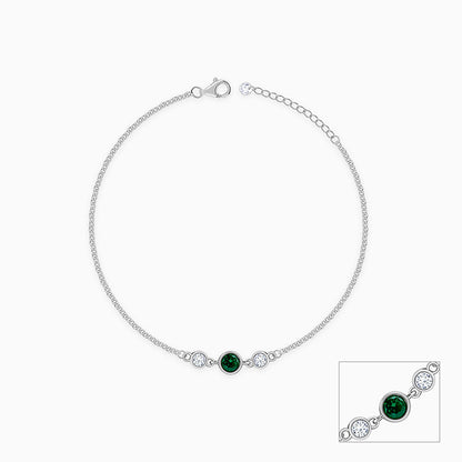 Silver Green Sparkle Anklet