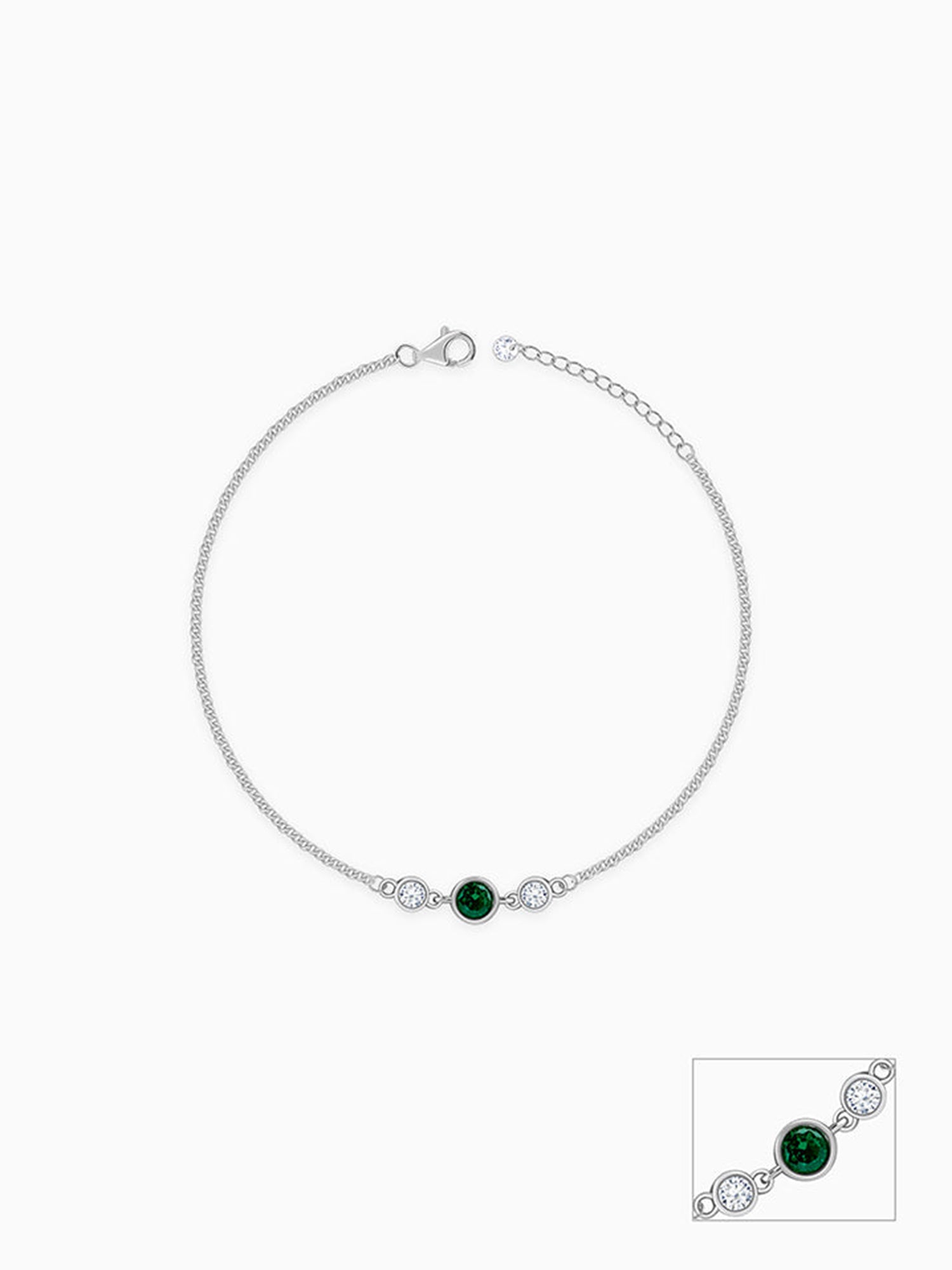 Silver Green Sparkle Anklet