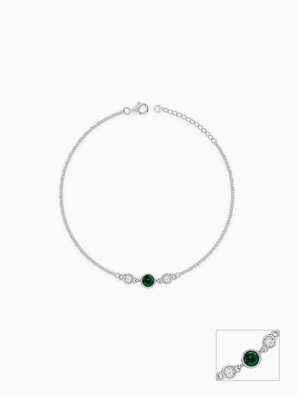 Silver Green Sparkle Anklet