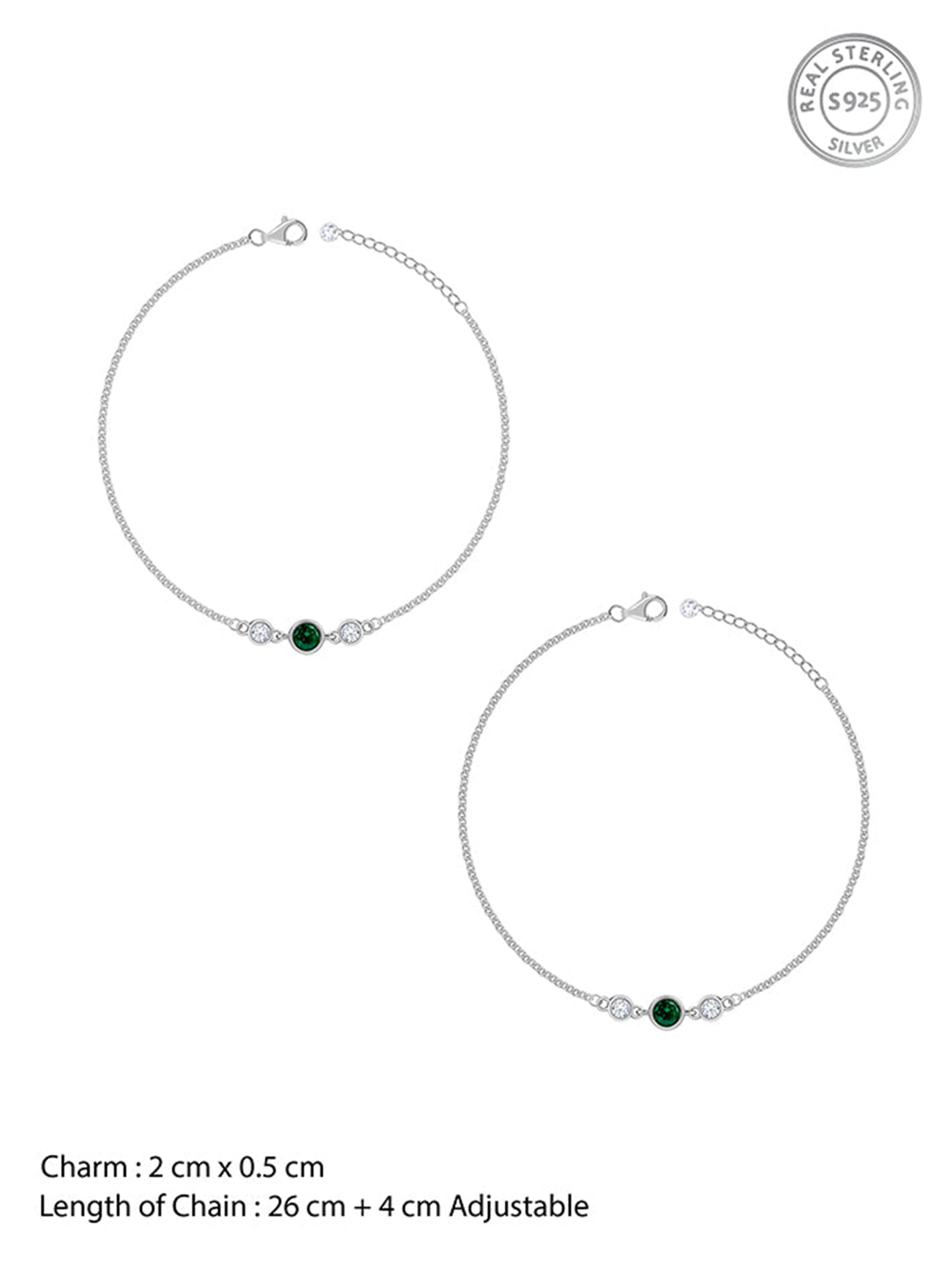 Silver Green Sparkle Anklet