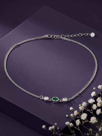 Silver Green Sparkle Anklet