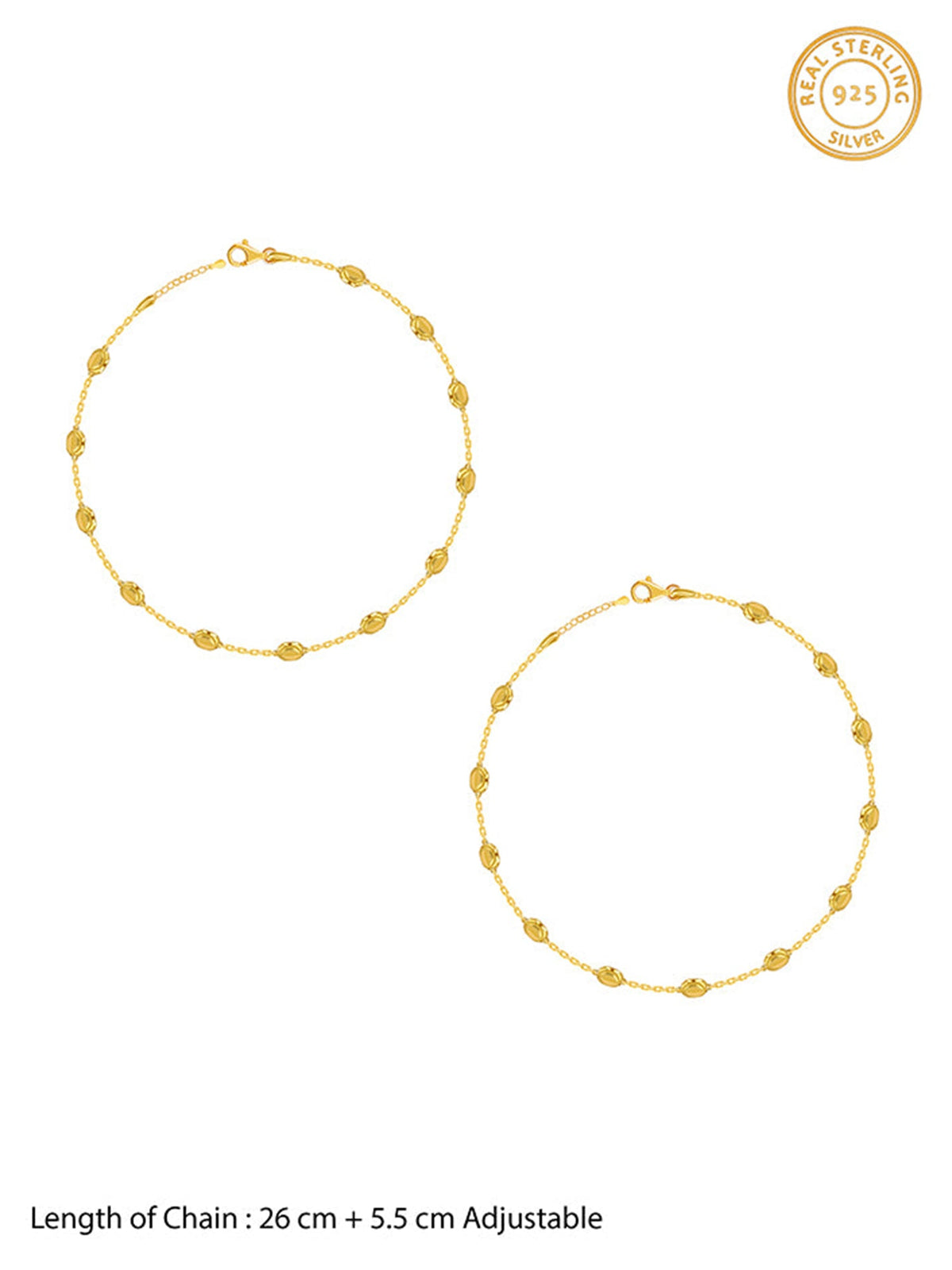Golden Pear Beads Anklet