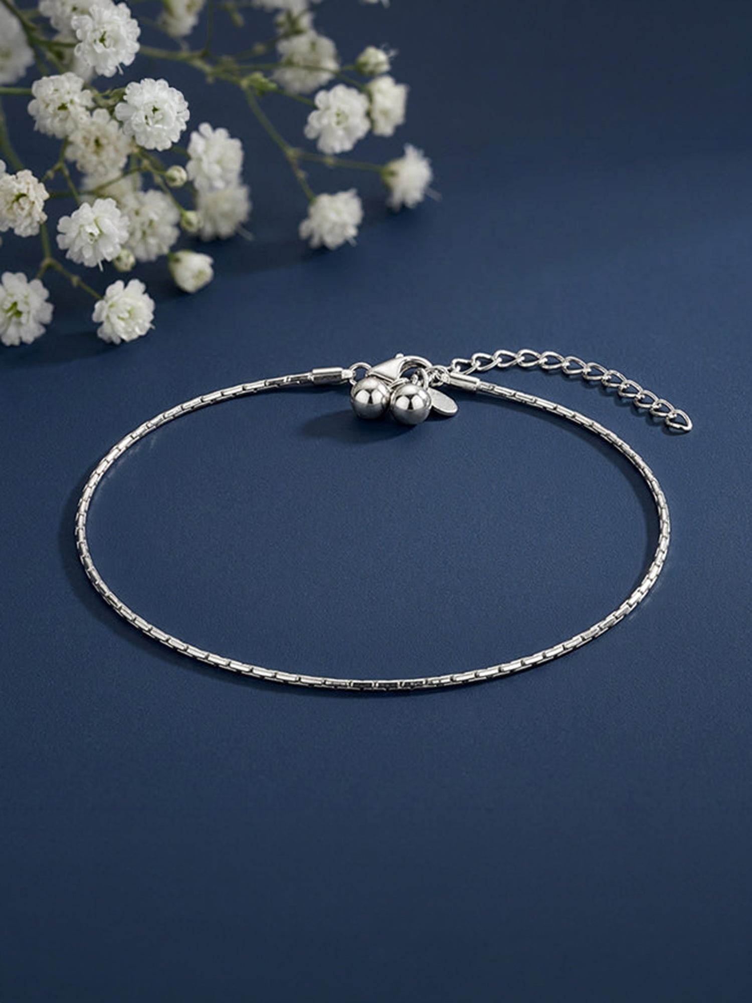 Silver Ball Charm Anklet