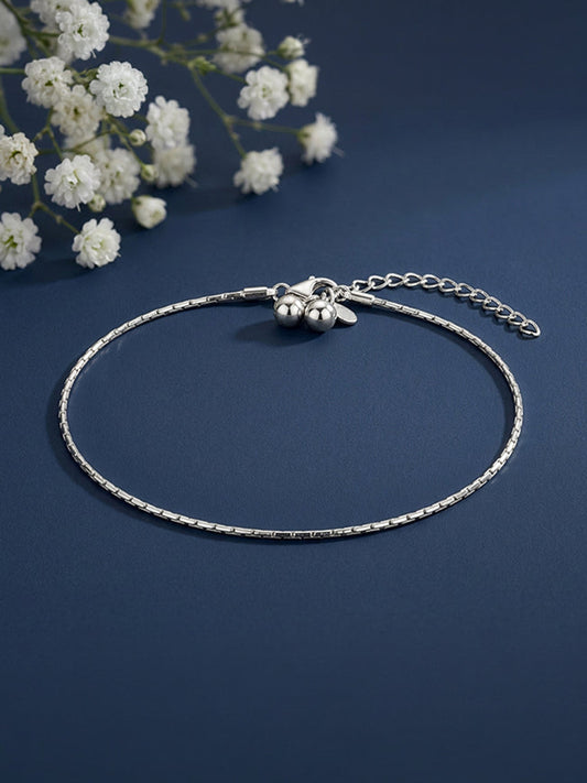 Silver Ball Charm Anklet