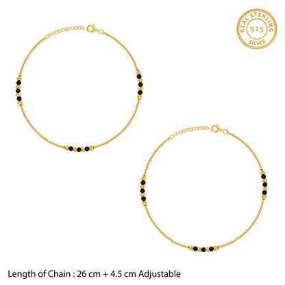 Golden Moonlit Beaded Anklet