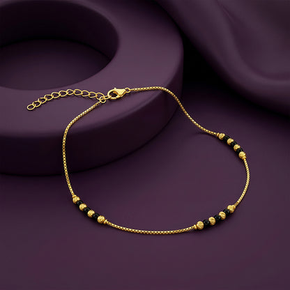 Golden Moonlit Beaded Anklet