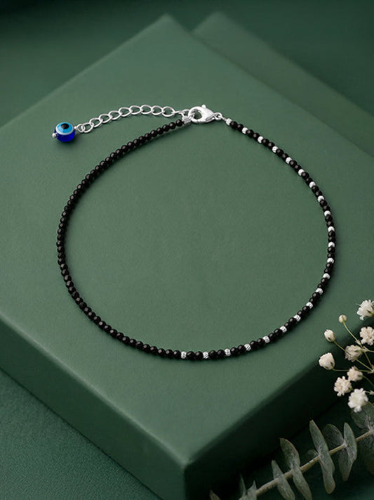 Silver Obsidian Nazariya Anklet