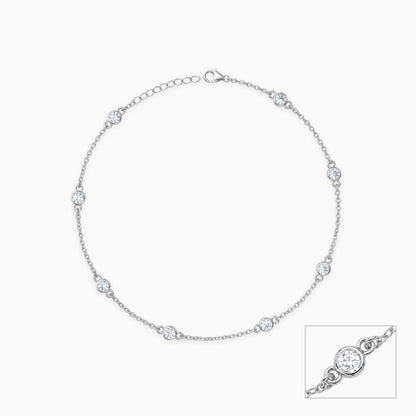 Silver Celeste Bezel Station Anklet