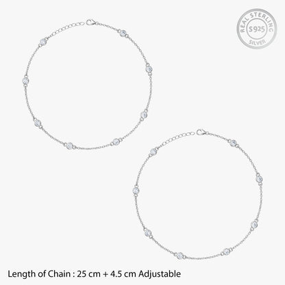 Silver Celeste Bezel Station Anklet
