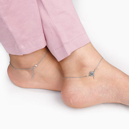 Oxidised Silver Back To Black Anklet