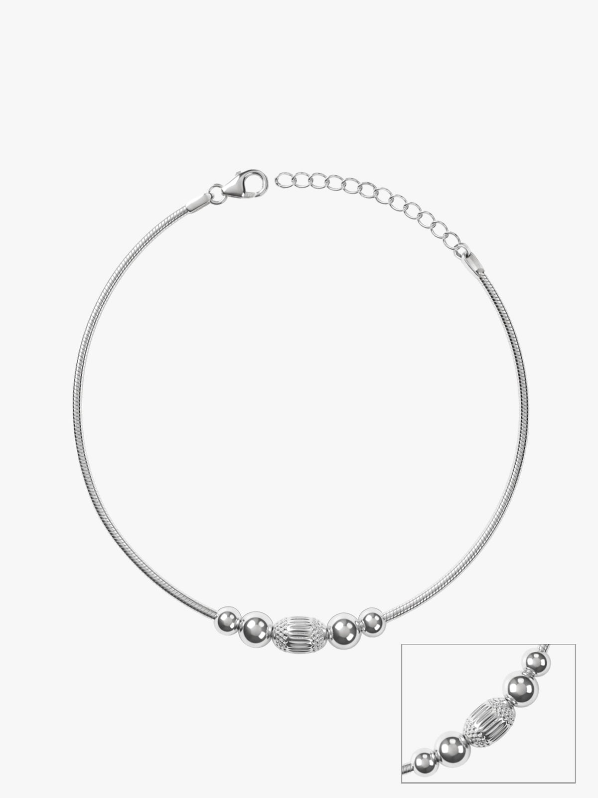 Silver Akansha Beaded Anklet