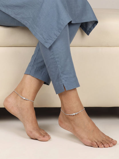 Silver Akansha Beaded Anklet