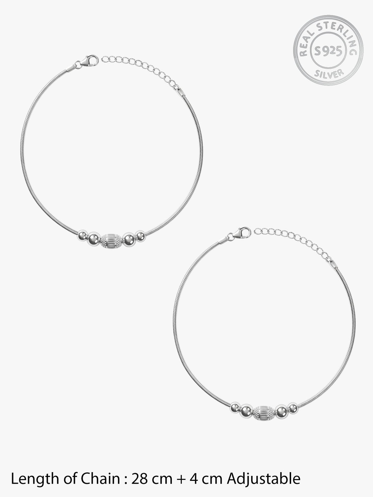 Silver Akansha Beaded Anklet