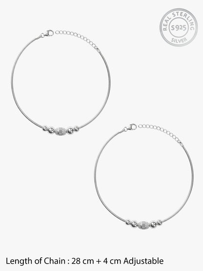 Silver Akansha Beaded Anklet