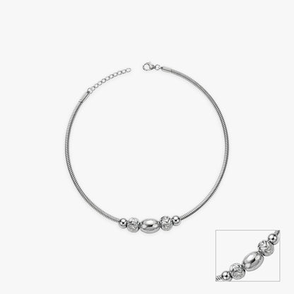 Silver Classic Mixed Beads Anklet